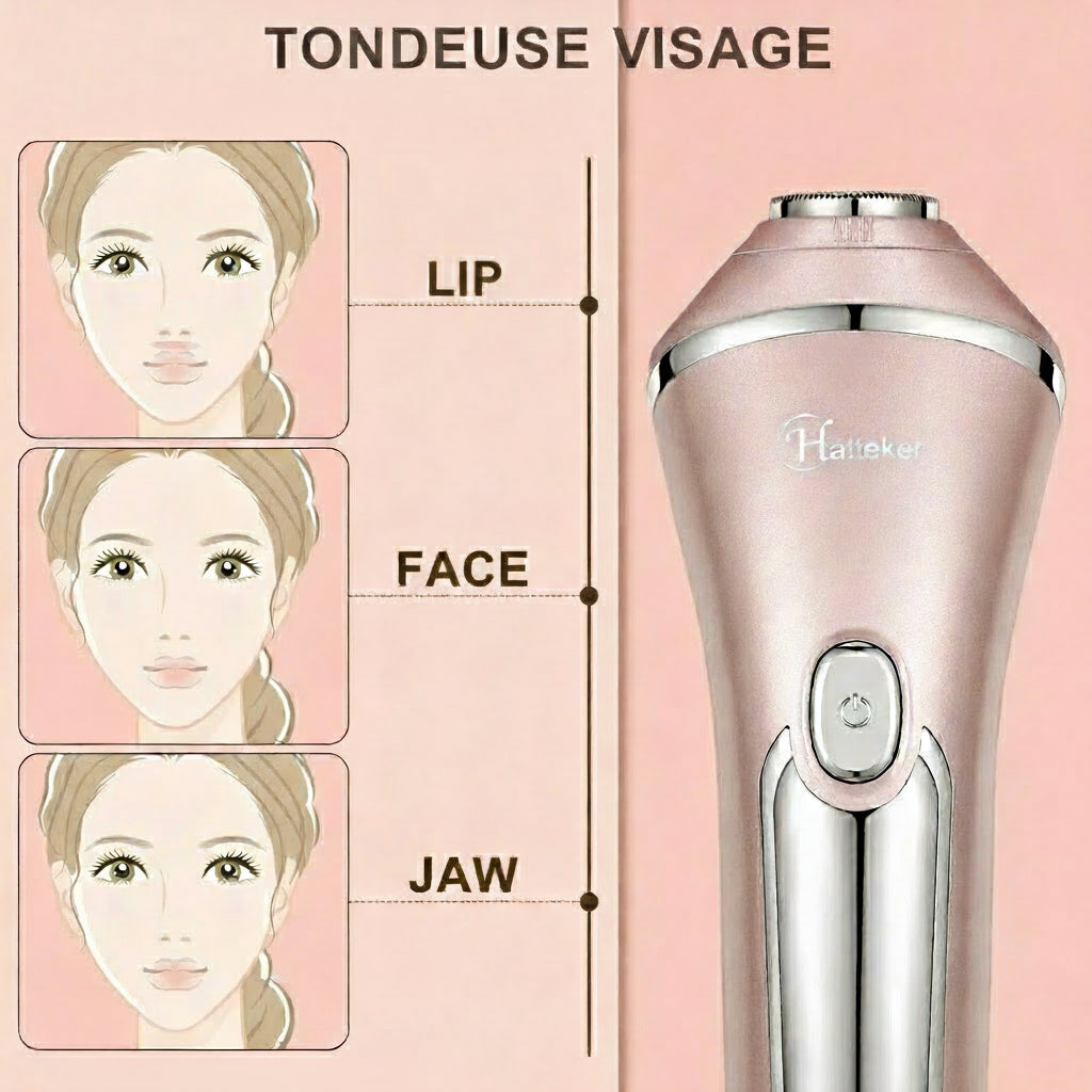 Epilateur électrique 3 en 1 humide ou sec, visage et corps - Hatteker