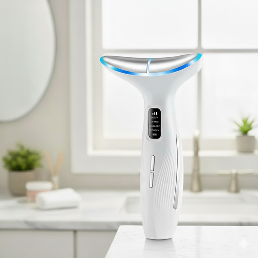 Appareil de massage liftant anti-rides avec thérapie par LED - visage et cou - liftant, raffermissant, soin de la peau