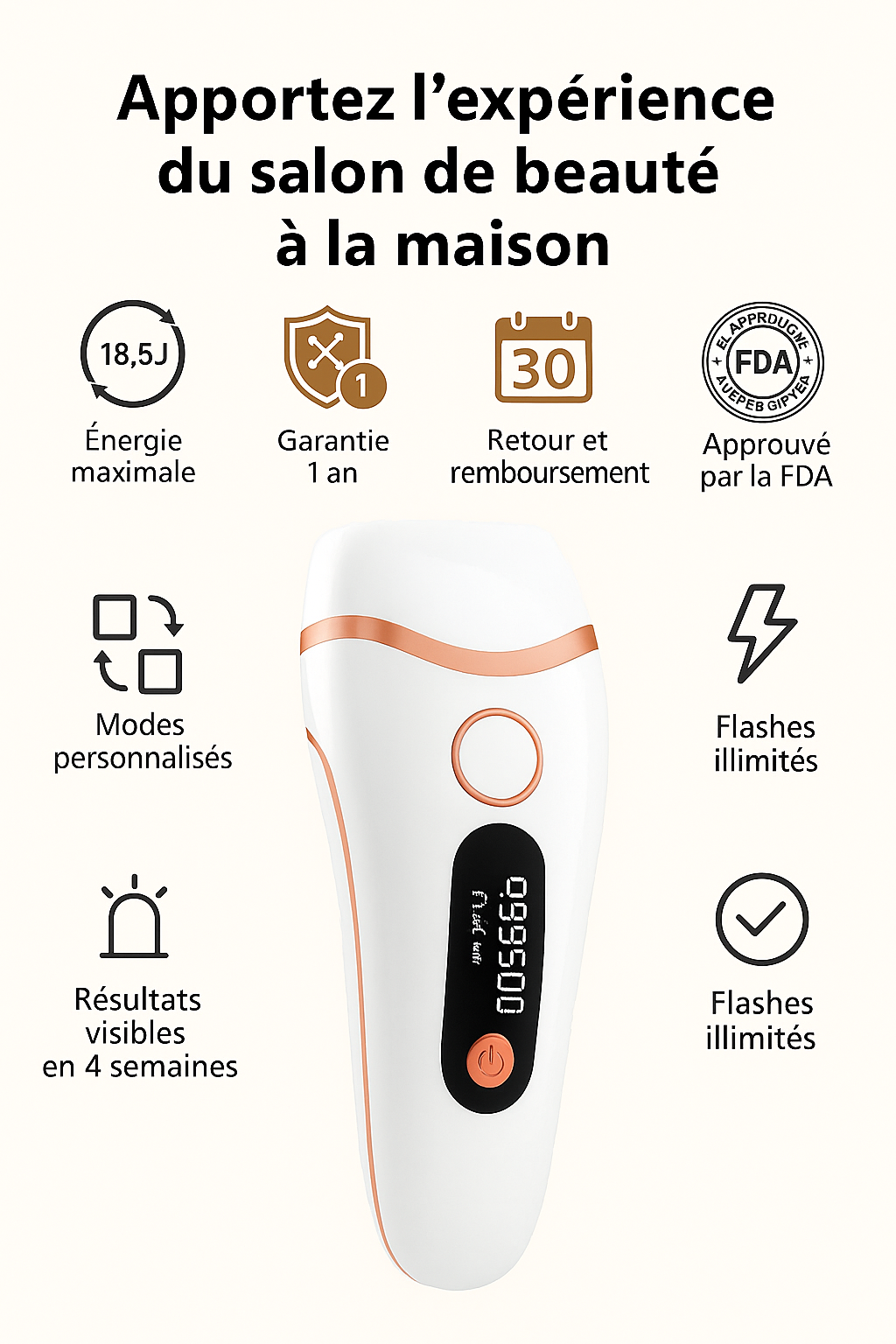 Épilateur à lumière pulsée 999 000 Flashs