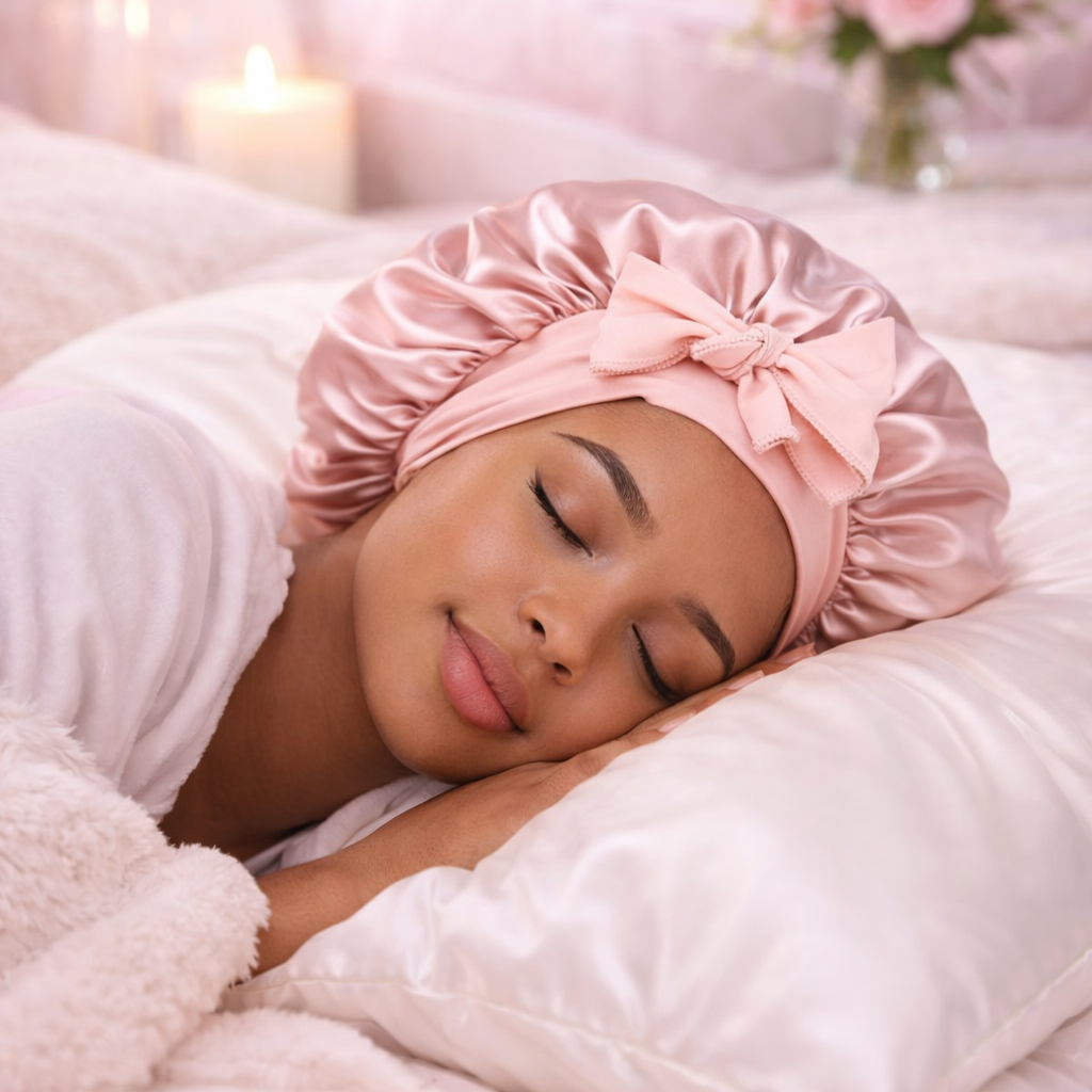 Bonnet de nuit en soie ajustable