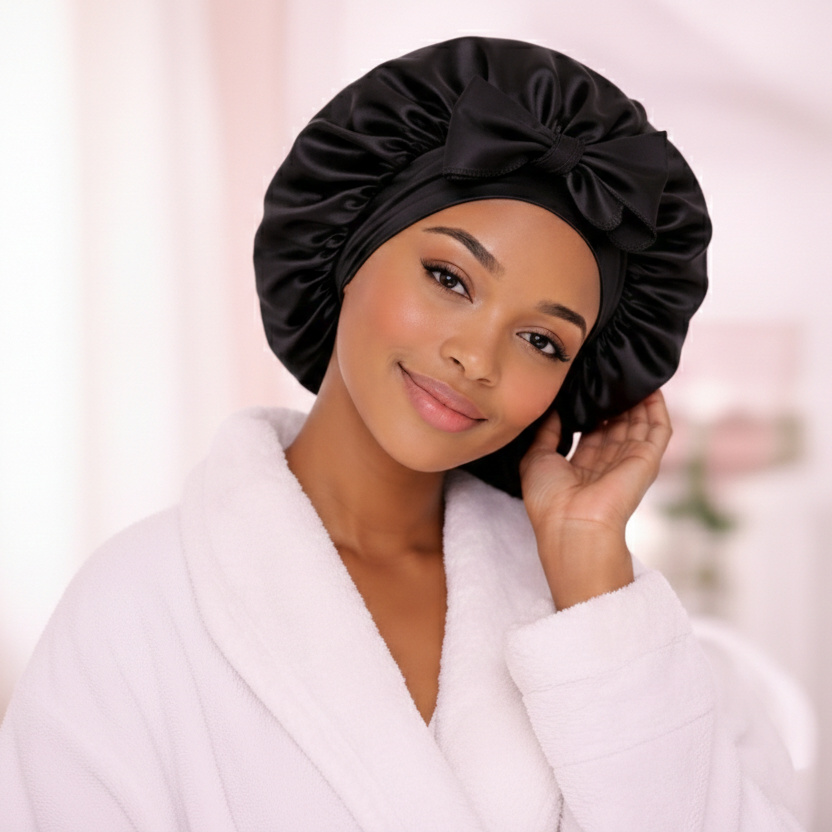 Bonnet de nuit en soie ajustable