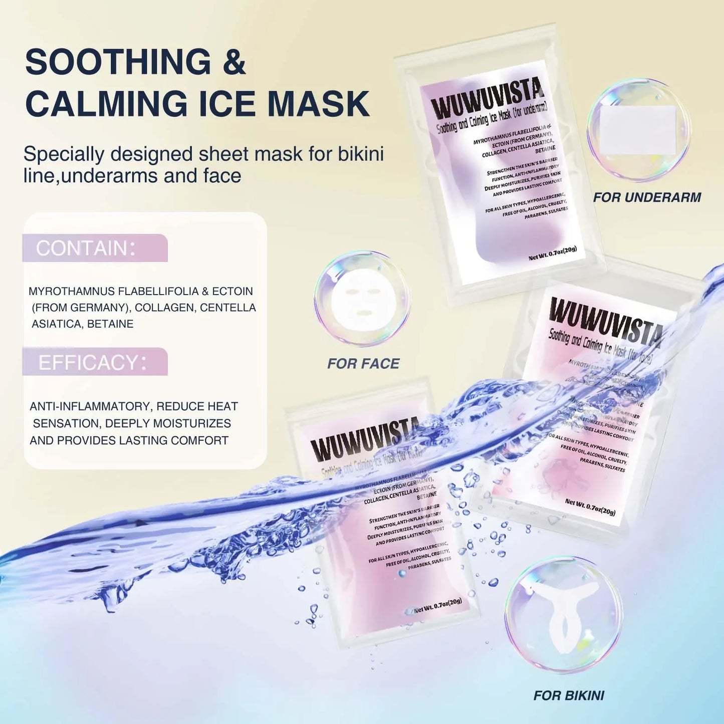 WUWUVISTA - kit complet d'épilation à la cire avec perles de cire, bol, spatule, lotion, masque