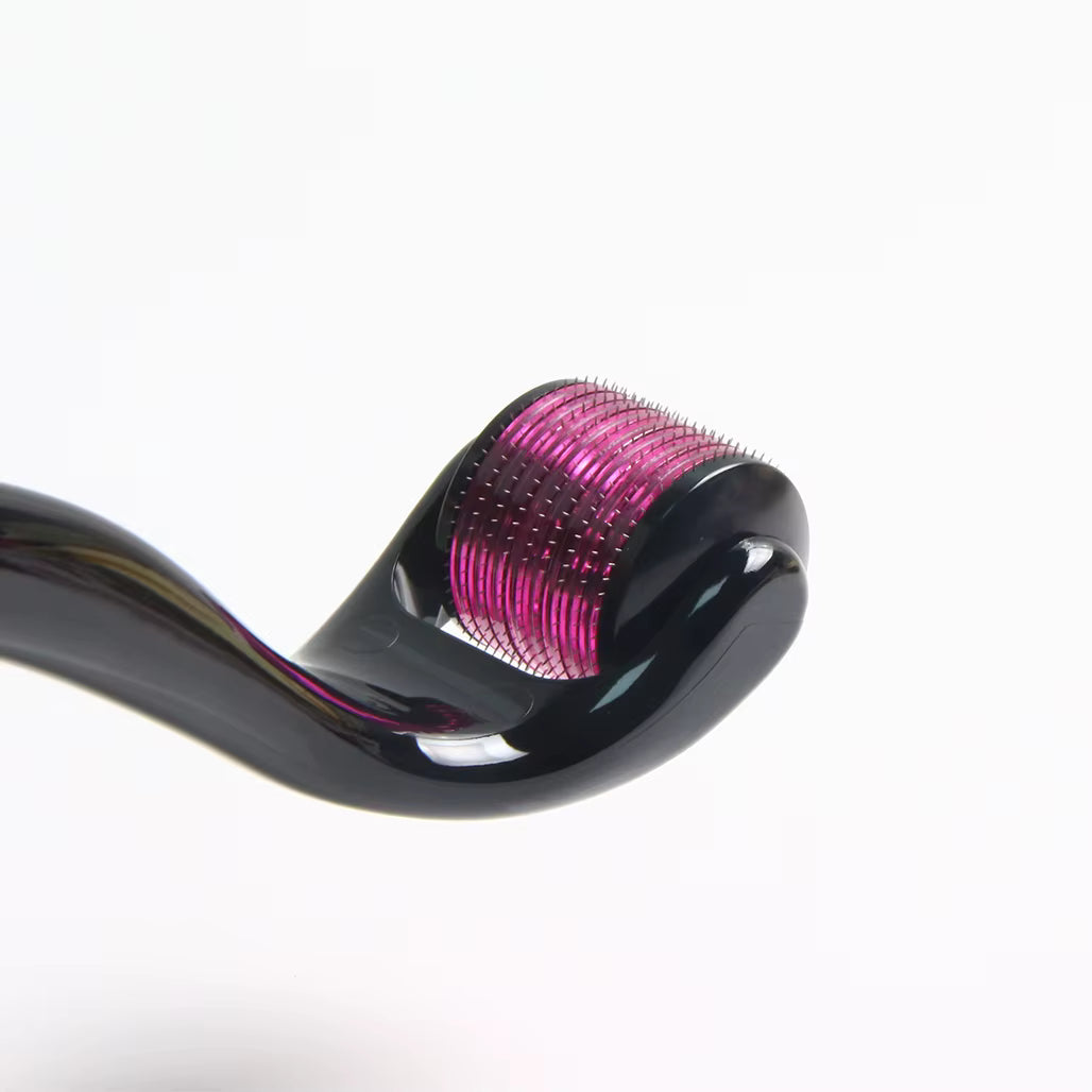 Dermaroller - Barbe & cheveux - Rouleau de micro-aiguillage violet et noir - Soin du visage, soin du cuir chevelu
