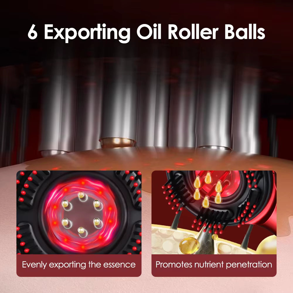 Brosse à cheveux électrique, massage du cuir chevelu avec applicateur d'huile, luminothérapie, soin capillaire anti-chute