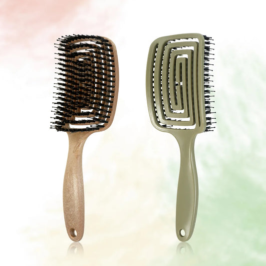 Brosse à cheveux creuse en poils de sanglier